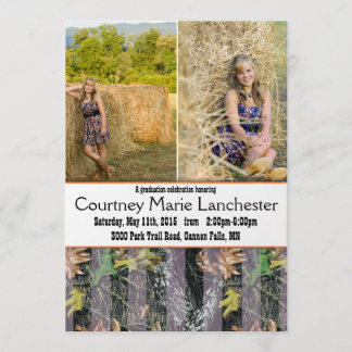 Orange and Camouflage Graduation Announcement