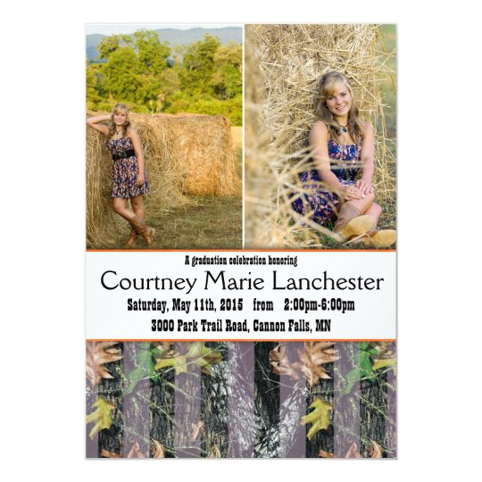 Orange and Camouflage Graduation Announcement