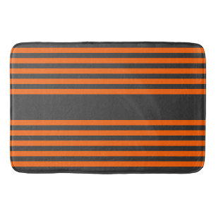 Orange and charcoal five stripes pattern bath mat