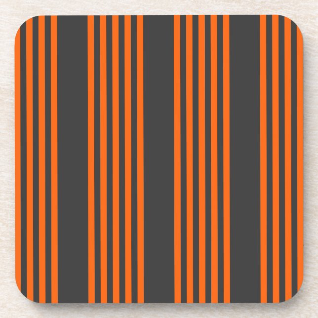 Orange and charcoal five stripes pattern coaster (Front)