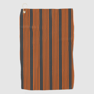 Orange and charcoal five stripes pattern golf towel