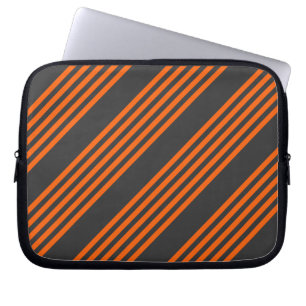 Orange and charcoal five stripes pattern laptop sleeve