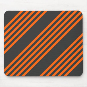 Orange and charcoal five stripes pattern mouse mat