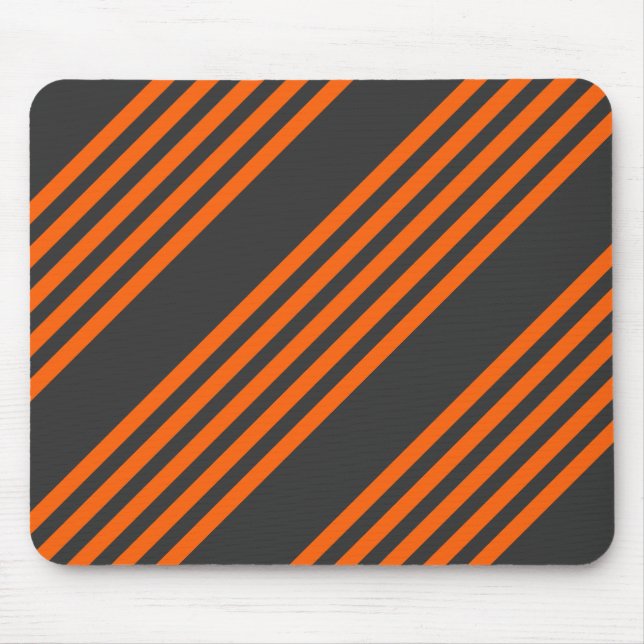 Orange and charcoal five stripes pattern mouse mat (Front)