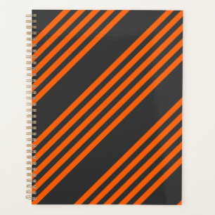 Orange and charcoal five stripes pattern planner