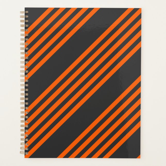 Orange and charcoal five stripes pattern planner (Front)