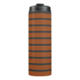 Orange and charcoal five stripes pattern thermal tumbler