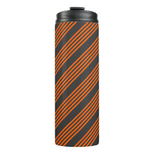 Orange and charcoal five stripes pattern thermal tumbler