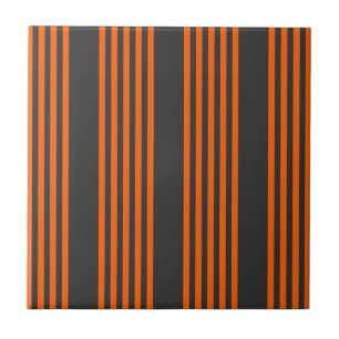 Orange and charcoal five stripes pattern tile