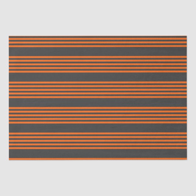Orange and charcoal five stripes pattern tissue paper (Front)