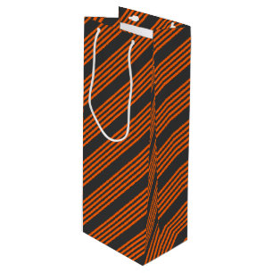 Orange and charcoal five stripes pattern wine gift bag