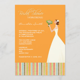 Orange and Coloured Stripes Bridal Shower Invites