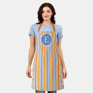 Orange and Cornflower Blue Striped Apron