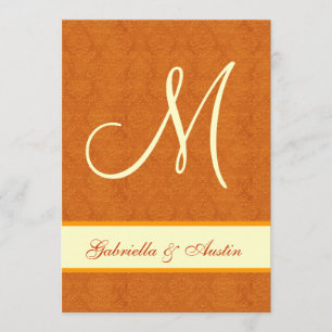 Orange and Cream Damask Wedding A478 Invitation