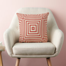 Orange and Cream Geometric Print Throw Pillow