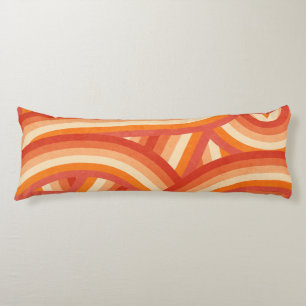Orange and Cream Retro Rainbow Stripes Pattern Body Cushion