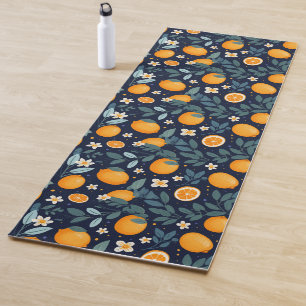 Orange and Floral Delight Pattern Yoga Mat