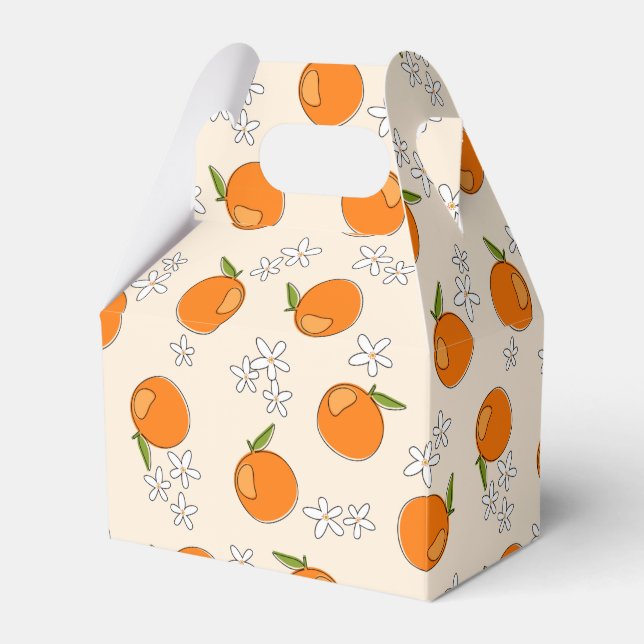 Orange and Flower Pattern Favour Box (Front Side)