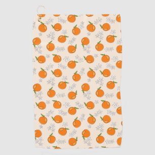 Orange and Flower Pattern Golf Towel