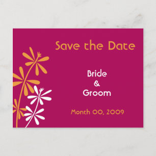 Orange and Fuchsia Save the Date Postcards