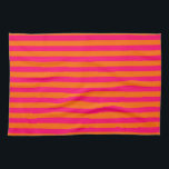 Orange and Fuchsia Stripe Tea Towel<br><div class="desc">Bright orange and hot pink thin stripes. You can change the orientation or add a custom name or text message.</div>