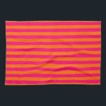 Orange and Fuchsia Stripe Tea Towel<br><div class="desc">Bright orange and hot pink thin stripes. You can change the orientation or add a custom name or text message.</div>