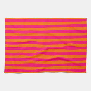 Orange and Fuchsia Stripe Tea Towel
