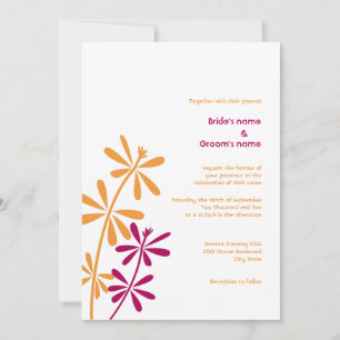 Orange and  Fuchsia Wedding Invitations
