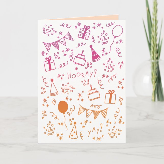 Orange And Fuschia Celebration Card (Front)
