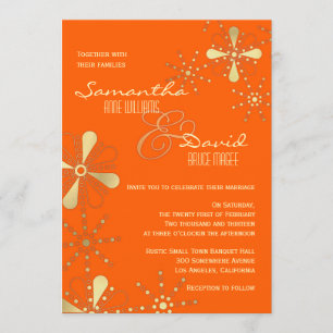 Orange and Gold Indian Inspired Wedding Invitation