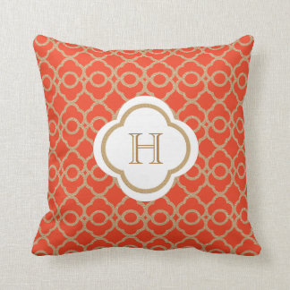 Orange and Gold Moroccan Monogram Cushion