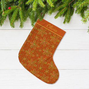 Orange and Gold Personalised Large Christmas Stocking