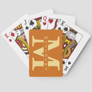 Orange and Gold Personalised Monogram and Name Playing Cards