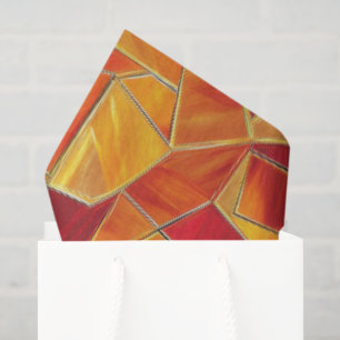 Orange and gold Stained Glass Mosaic Pattern Tissue Paper