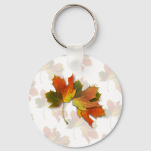 Orange And Golden  Autumn Leaves Key Ring