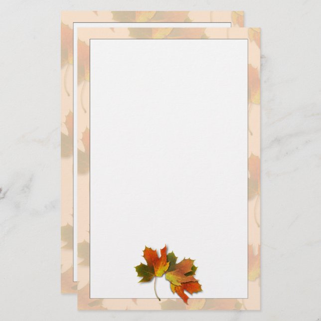 Orange And Golden  Autumn Leaves Stationery (Front/Back)