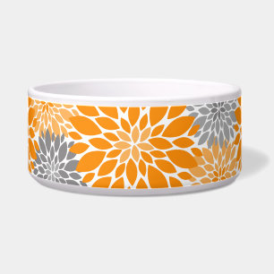 Orange and Gray Chrysanthemums Floral Pattern