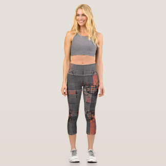 Orange and Gray Crossroads Capri Leggings