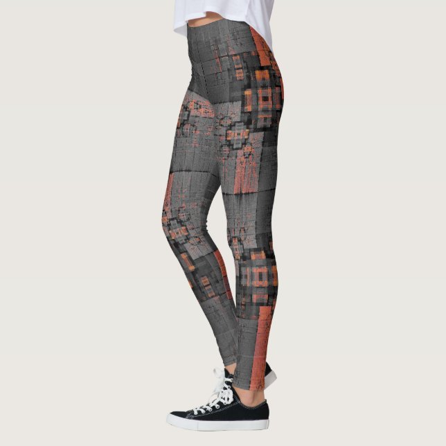 Orange and Gray Crossroads  Leggings (Left)