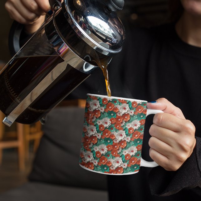 Orange and Green 3D Flowers Coffee Mug (Creator Uploaded)