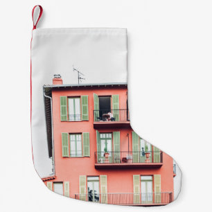 ORANGE AND GREEN 4-STOREY BUILDING SMALL CHRISTMAS STOCKING