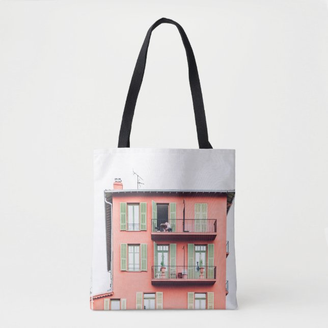 ORANGE AND GREEN 4-STOREY BUILDING TOTE BAG (Front)