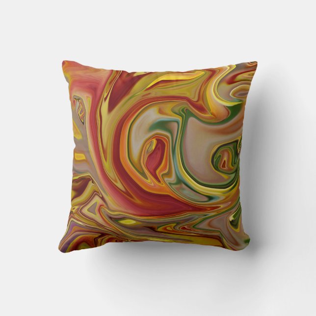 Orange and green abstract design cushion (Back)
