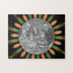 Orange And Green Abstract Frame Add Your Photo Jigsaw Puzzle
