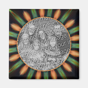 Orange And Green Abstract Frame Add Your Photo Magnet