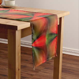 Orange And Green Abstract Pattern 2 Short Table Runner