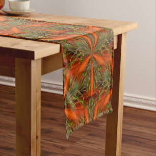 Orange And Green Abstract Pattern 3 Short Table Runner