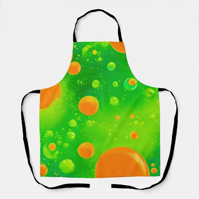 Orange and Green Bubble Abstract Art Apron (Front)