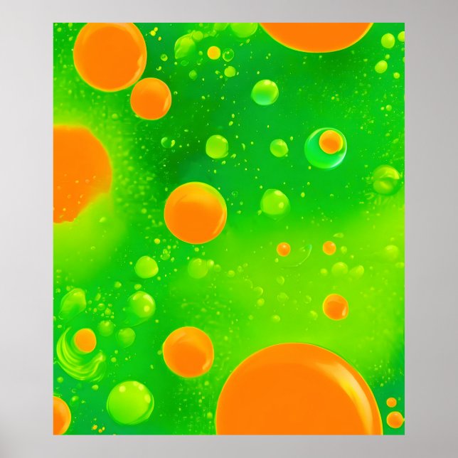Orange and Green Bubble Abstract Art Poster (Front)