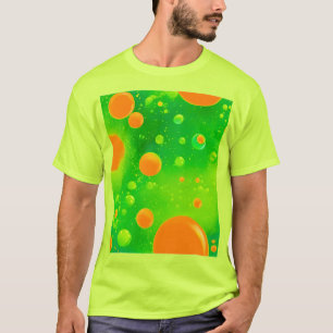 Orange and Green Bubble Abstract Art T-Shirt